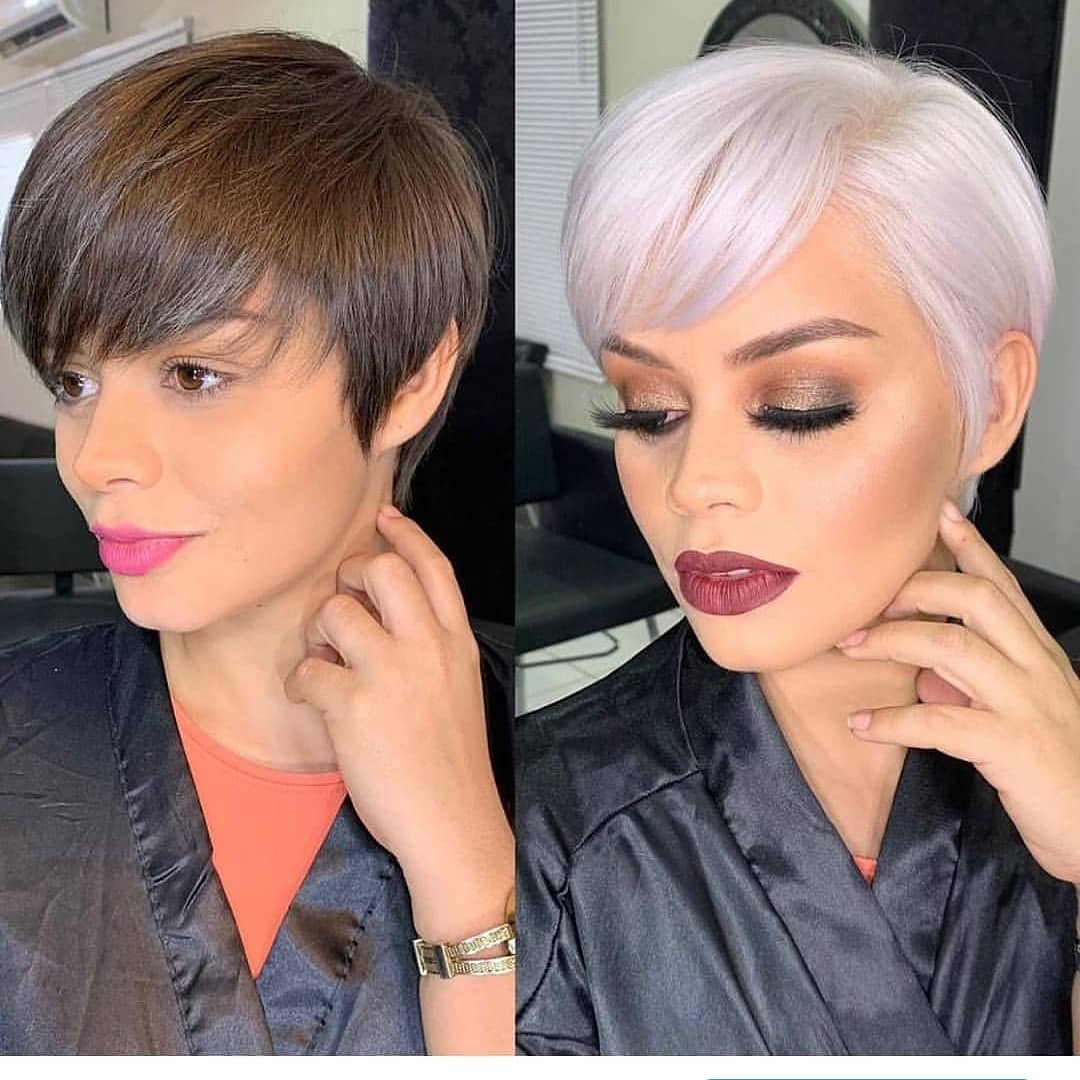 Pixie cut liscio con frangia: chiaro o scuro?