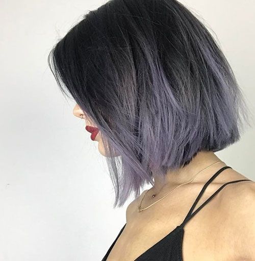 Bob con balayage viola cenere su base scura